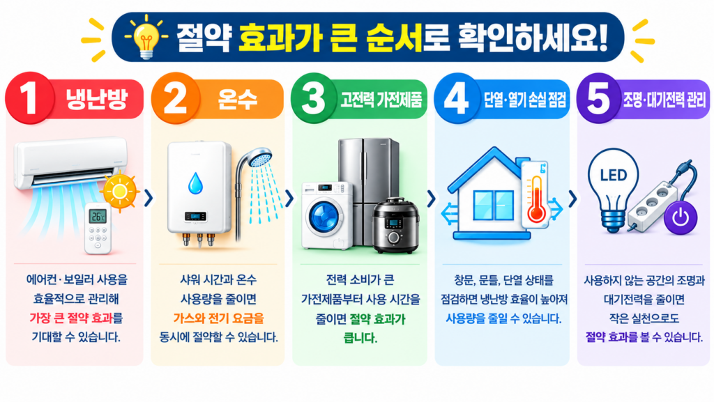 에너지 절약 5단계 인포그래픽
